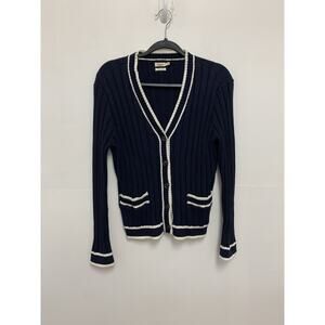 Faherty Navy Blue Cable Knit Cardigan Size Medium